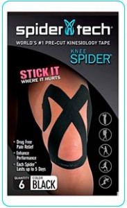 Купить преднарезанный кинзио тейп Spider Tech для колена - черный