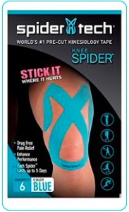 Купить преднарезанный кинзио тейп Spider Tech для колена - синий