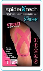 Купить преднарезанный кинзио тейп Spider Tech для колена - розовый